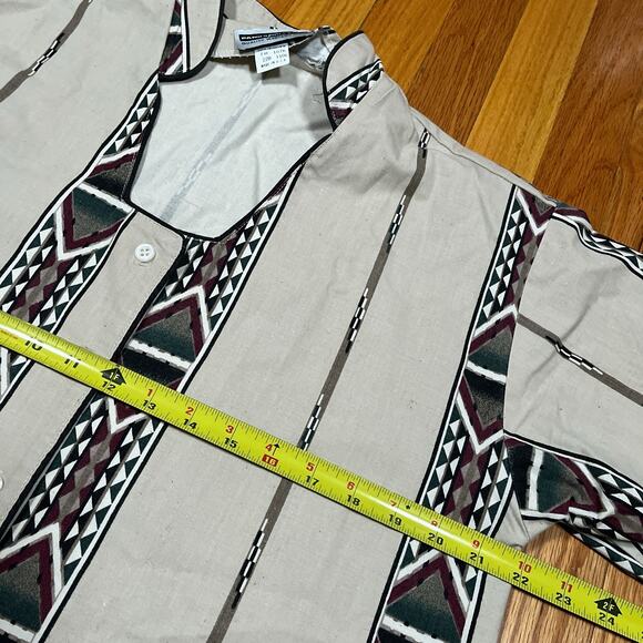 Vintage Womens Western Aztec Shirt S Panhandle Slim Deep Cut Band Collar USA - Picture 4 of 8